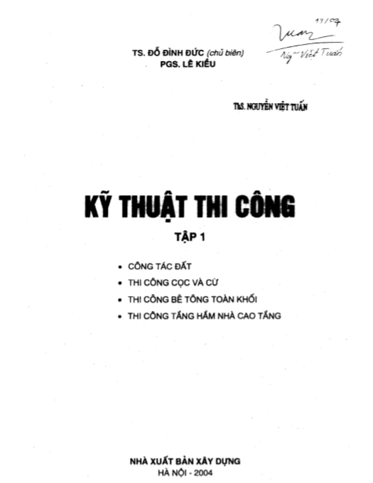 giáo trình kỹ thuật thi công tập 1