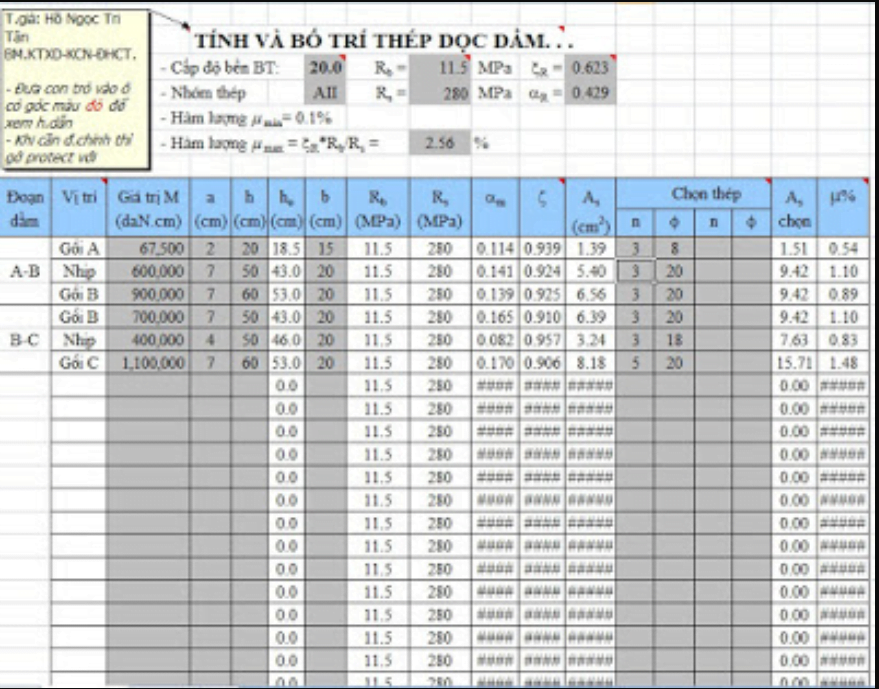 Tính và bố trí thép dầm ⋆