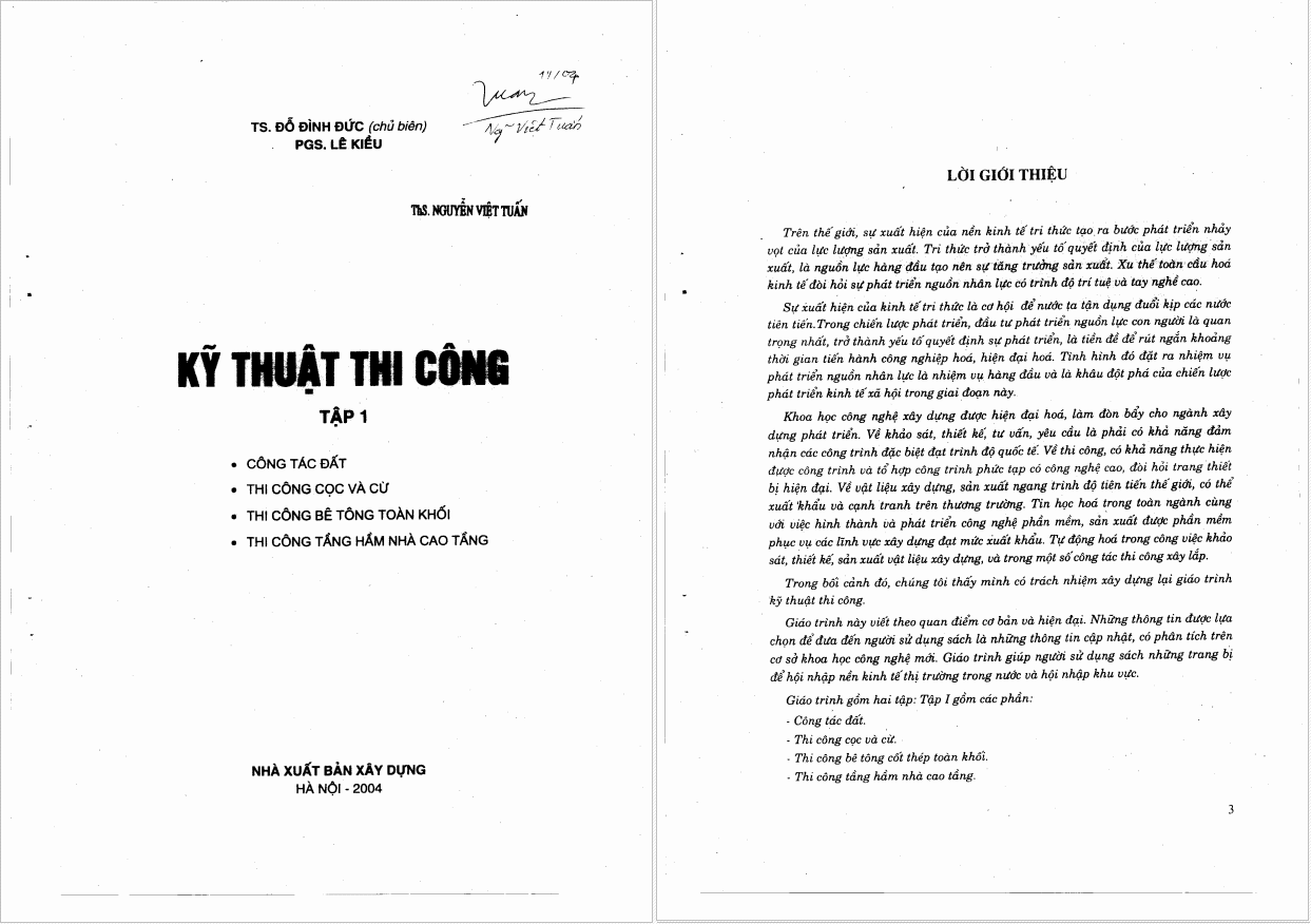 KỸ THUẬT THI CÔNG TẬP 1