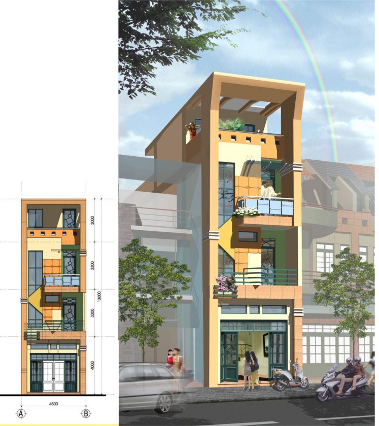 Mẫu nhà phố 4 tầng đẹp 110m2 MAKET 1 copy
