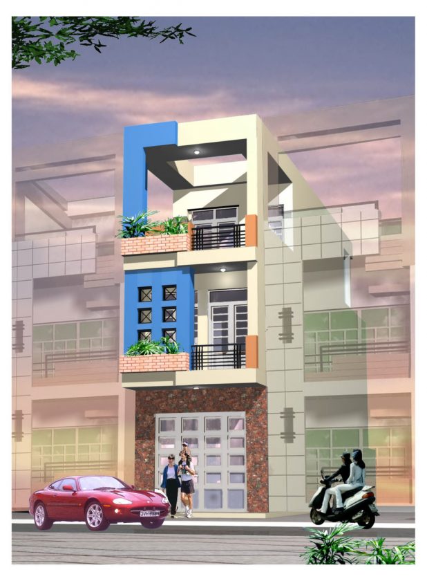 Mẫu nhà phố 3 tầng 65m2 PC nhapho 4.2 x 15 x 3