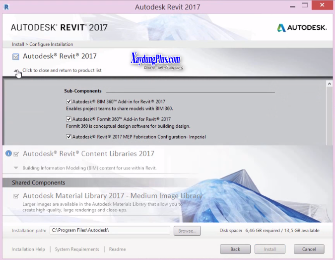 Download Revit Architecture 2017 và hướng dẫn cài đặt chi tiết hướng dẫn cai dat revit 2017 6