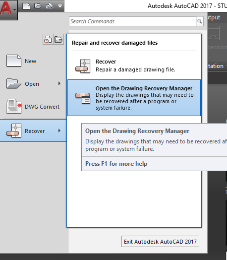 autocad file recovery