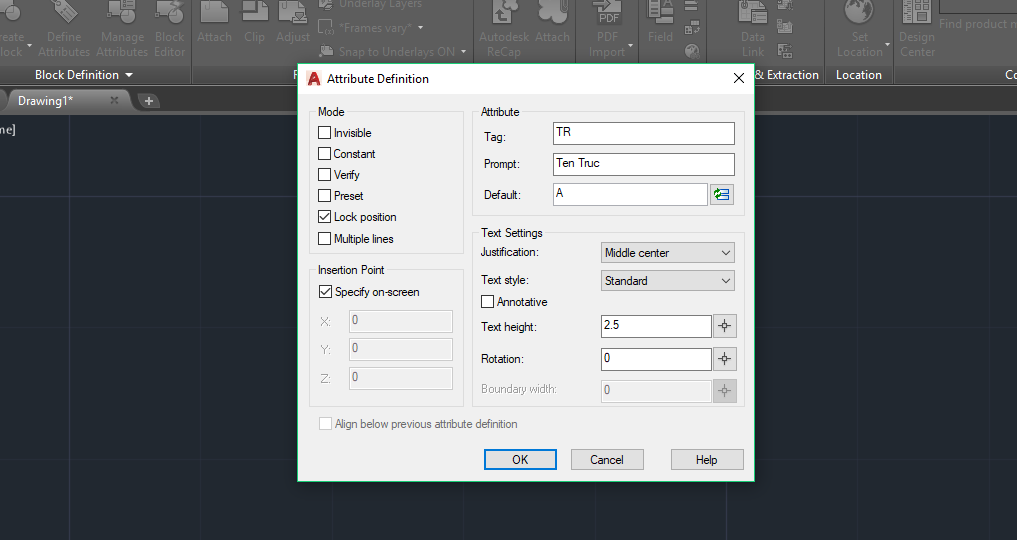 Tạo block thuộc tính trong AutoCad