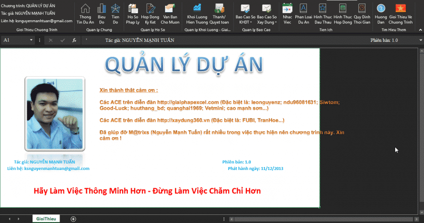 Ứng dụng quản lý dự án trên excel