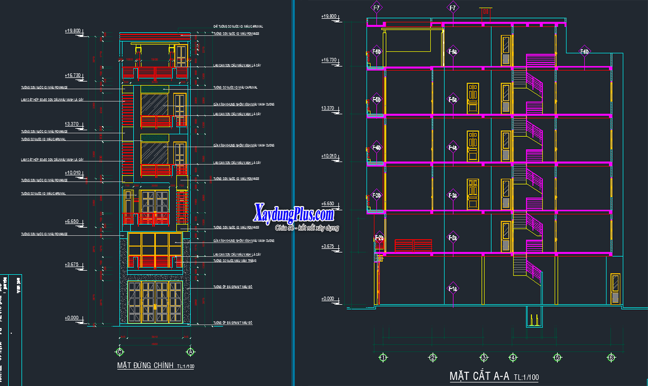 Mẫu nhà phố 5 tầng full 16x5m