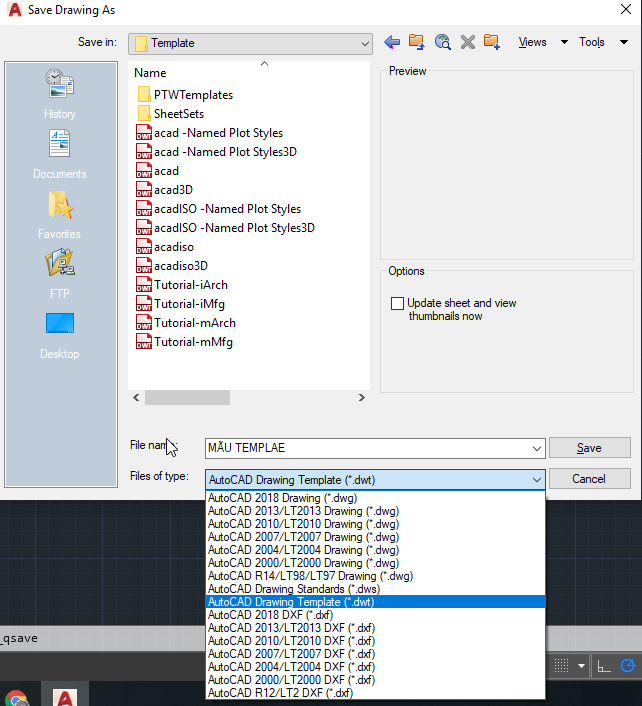 Tạo file mẫu Template trong AutoCAD