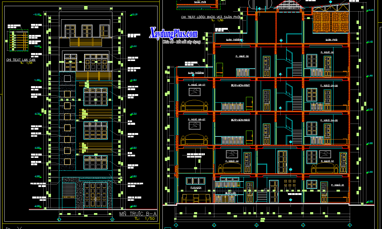 Hồ sơ mẫu nhà phố 5 tầng rưỡi 5x16m