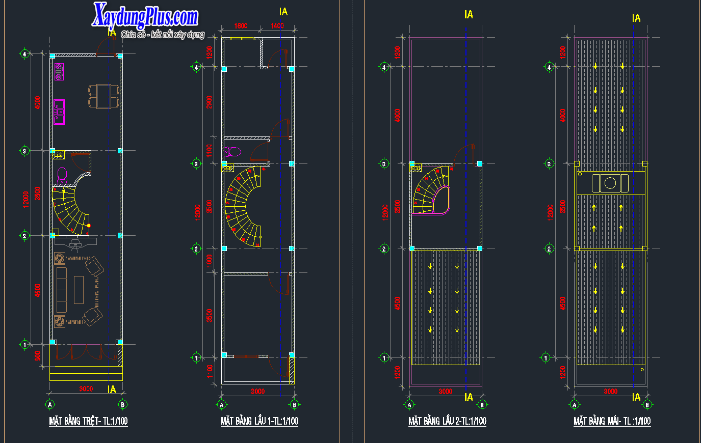 Mẫu nhà phố tầng 2 tầng rưỡi