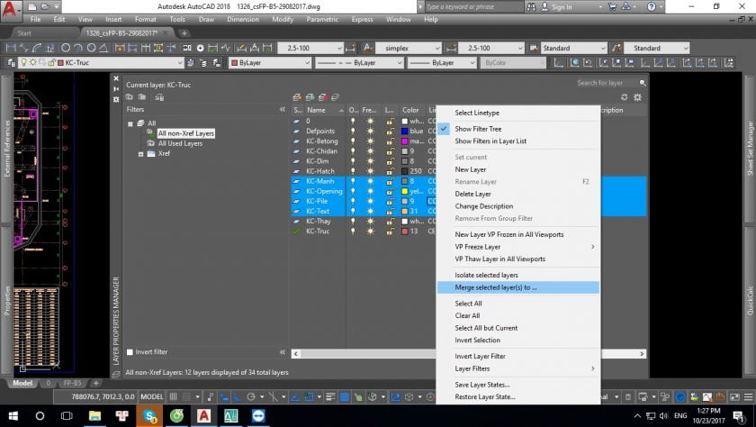 Cách gộp nhiều layer thành một layer trong AutoCad