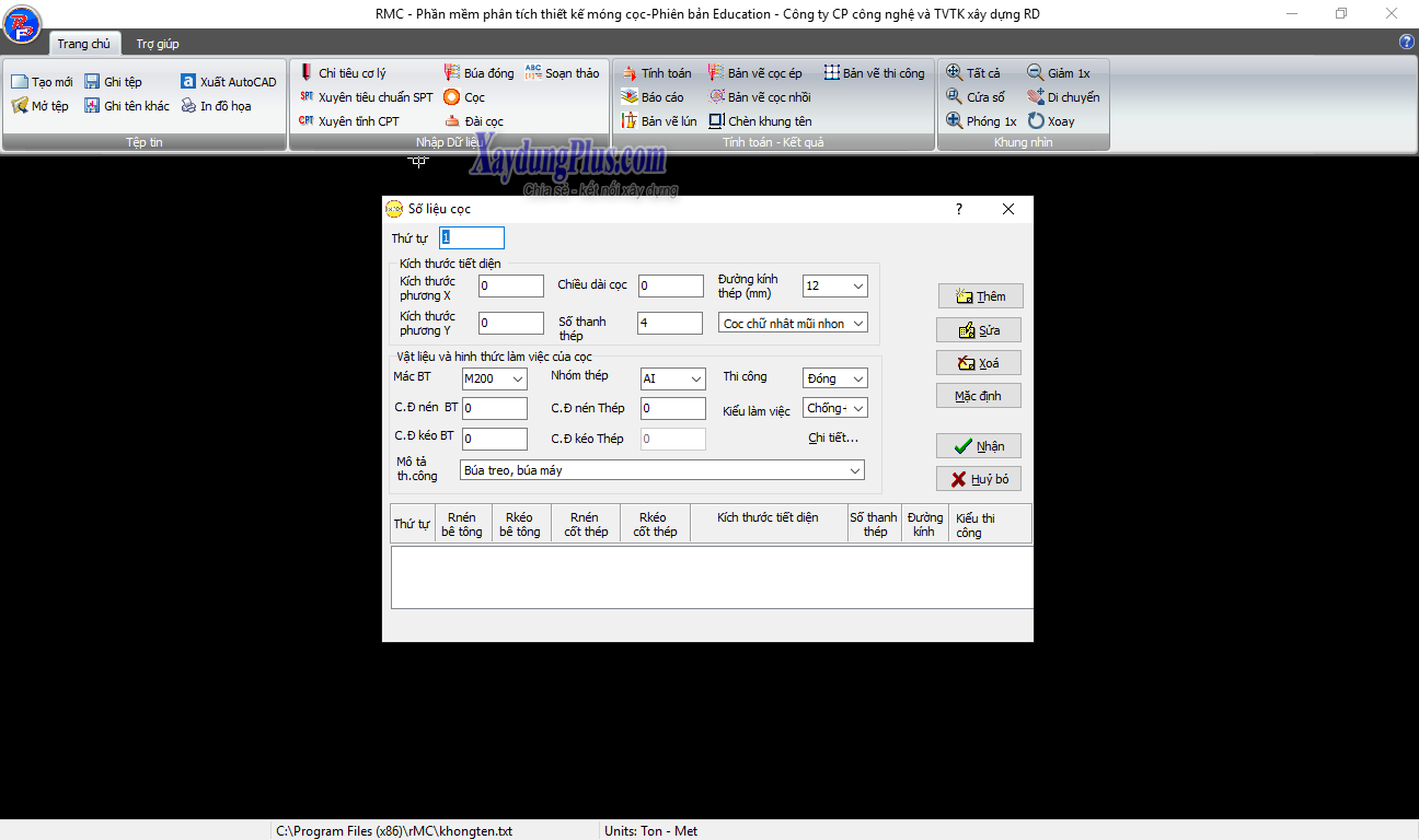 Phần mềm phân tích thiết kế móng cọc rMC Phần mềm phân tích thiết kế móng cọc rMC1
