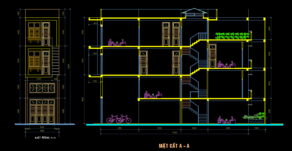 Mẫu nhà phố 3 tầng 4x18m Mẫu nhà phố 3 tầng